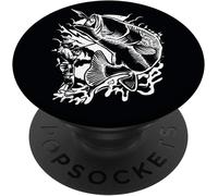 Tlp-Pêcheur Et Poissons En Noir Et Blanc Afb1375 Popsockets Popgrip - Support Et Grip Pour Smartphone/Tablette Avec Un Top Interchangeable