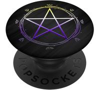 Tlp-Pentagramme Non Binaire Wiccan Païen Nb Enby Pride Pentacle Popgrip - Support Et Grip Pour Smartphone/Tablette Avec Un Top Interchangeable