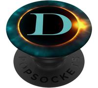 Tlp-Phone Pop Up Holder,Full Moon Black Teal Monogram Letter D Popsockets Popgrip - Support Et Grip Pour Smartphone/Tablette Avec Un Top Interchangeable