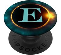 Tlp-Phone Pop Up Holder,Full Moon Black Teal Monogram Letter E Popsockets Popgrip - Support Et Grip Pour Smartphone/Tablette Avec Un Top Interchangeable