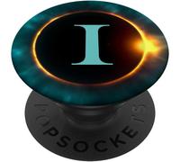 Tlp-Phone Pop Up Holder,Full Moon Black Teal Monogram Letter I Popsockets Popgrip - Support Et Grip Pour Smartphone/Tablette Avec Un Top Interchangeable