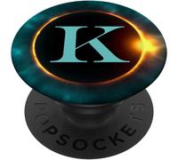 Tlp-Phone Pop Up Holder,Full Moon Black Teal Monogram Letter K Popsockets Popgrip - Support Et Grip Pour Smartphone/Tablette Avec Un Top Interchangeable