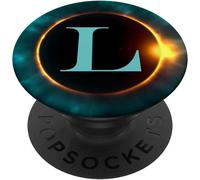 Tlp-Phone Pop Up Holder,Full Moon Black Teal Monogram Letter L Popsockets Popgrip - Support Et Grip Pour Smartphone/Tablette Avec Un Top Interchangeable