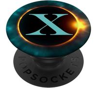 Tlp-Phone Pop Up Holder,Full Moon Black Teal Monogram Letter X Popsockets Popgrip - Support Et Grip Pour Smartphone/Tablette Avec Un Top Interchangeable