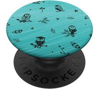 Tlp-Pop Out Knob Phone Grip,Cute Owl Design Light Teal Blue Aqua Popsockets Popgrip - Support Et Grip Pour Smartphone/Tablette Avec Un Top Interchangeable