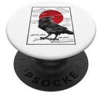 Tlp-Raven Red Moon Anime Japanese Art Popsockets Popgrip - Support Et Grip Pour Smartphone/Tablette Avec Un Top Interchangeable
