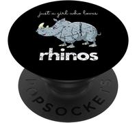 Tlp-Rhinoceros Design Distressed Girl Who Loves Rhinos Animal Popsockets Popgrip - Support Et Grip Pour Smartphone/Tablette Avec Un Top Interchangeable