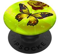 Tlp-Rose Flower Cell Phone Pop Up Holder Red & Yellow Butterfly Popsockets Popgrip - Support Et Grip Pour Smartphone/Tablette Avec Un Top Interchangeable