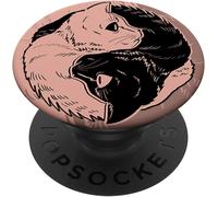 Tlp-Rose Pink Black Cat Yin Yang Balance Spirituality Zen Gift Popsockets Popgrip - Support Et Grip Pour Smartphone/Tablette Avec Un Top Interchangeable