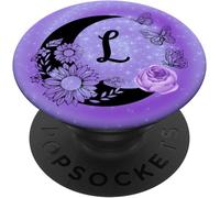 Tlp-Rose Purple Butterfly Crescent Moon Stars Sunflower Letter L Popgrip - Support Et Grip Pour Smartphone/Tablette Avec Un Top Interchangeable