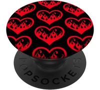 Tlp-Saint Valentin Flammes Coeur Gothique Y2k Goth E-Girl Emo Popsockets Popgrip - Support Et Grip Pour Smartphone/Tablette Avec Un Top Interchangeable