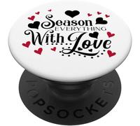 Tlp-Season Everything With Love Sign Red Heart Print Black White Popsockets Popgrip - Support Et Grip Pour Smartphone/Tablette Avec Un Top Interchangeable