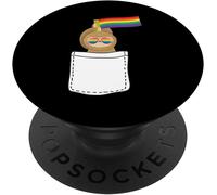 Tlp-Sloth Pocket Gay Pride Cute Animal Rainbow Flag Lgbt-Q Ally Popsockets Popgrip - Support Et Grip Pour Smartphone/Tablette Avec Un Top Interchangeable