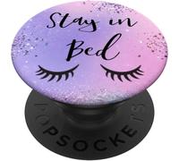 Tlp-Stay In Bed Cute Girly Pink Galaxy Purple Lashes Eyelashes Popsockets Popgrip - Support Et Grip Pour Smartphone/Tablette Avec Un Top Interchangeable