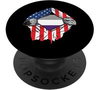 Tlp-Super-Hero American Lgbt-Q Cool Asexual Ace Pride Flag Ally Popsockets Popgrip - Support Et Grip Pour Smartphone/Tablette Avec Un Top Interchangeable