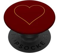 Tlp-Tan Yellow Heart On Dark Red Design Love Romance Heart Gift Popsockets Popgrip - Support Et Grip Pour Smartphone/Tablette Avec Un Top Interchangeable