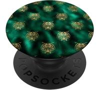 Tlp-Tête De Tigre Doré Félin Animal Sauvage Vert Emeraude Popsockets Popgrip - Support Et Grip Pour Smartphone/Tablette Avec Un Top Interchangeable
