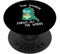 Tlp-The Saurus Thesaurus Funny Dino Dinosaur Pun Quote Popsockets Popgrip - Support Et Grip Pour Smartphone/Tablette Avec Un Top Interchangeable