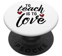 Tlp-To Teach Is To Love Buffalo Plaid Check Heart Valentines Day Popsockets Popgrip - Support Et Grip Pour Smartphone/Tablette Avec Un Top Interchangeable