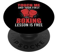 Tlp-Touch Me And Your First Boxing Lesson Is Free Funny Boxer Popsockets Popgrip - Support Et Grip Pour Smartphone/Tablette Avec Un Top Interchangeable