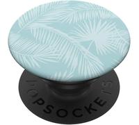 Tlp-Tropical Botanical Palm Leaves Summer Pattern - Aqua Popsockets Popgrip - Support Et Grip Pour Smartphone/Tablette Avec Un Top Interchangeable