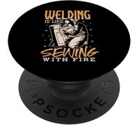 Tlp-Welding Is Like Sewing With Fire Welder Gift T Shirt Popsockets Popgrip - Support Et Grip Pour Smartphone/Tablette Avec Un Top Interchangeable