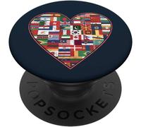 Tlp-World's Flags Of The Countries Heart Love International Popsockets Popgrip - Support Et Grip Pour Smartphone/Tablette Avec Un Top Interchangeable