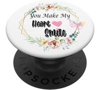 Tlp-You Make My Heart Smile Love Sign Rose Flower And Butterfly Popsockets Popgrip - Support Et Grip Pour Smartphone/Tablette Avec Un Top Interchangeable