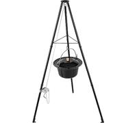 TLSUNNY Bouilloire à Goulache Hongroise d'origine 10 L, Ensemble de Marmite à Goulache, Marmite à Goulache en Émail, Marmite à Soupe avec Couvercle, Trépied Télescopique avec Pointes au Sol
