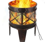 TLSUNNY Brasero Exterieur 58x42cm, Brasero de Jardin Portable avec poignée Tisonnier et Grille de Carbone Inclus, Brasero Exterieur Jardin, Chauffage à Charbon de Bois, Foyer pour Terrasse Patio Cour