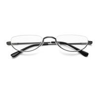 TLTLT Lunettes de Lecture Demi-Lune, Monture métallique, Demi-Verres, lecteurs Fins, charnière à Ressort, Demi-Monture, rétro, Petites Lunettes for Hommes et Femmes(Grey,2.0 x)