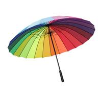 TLTLT Parapluie de golf coupe-vent 24 baleines - Grande poignée droite renforcée for hommes et femmes, protection contre la pluie et le soleil (arc-en-ciel)