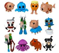 TLXNN Lot de 12 figurines d'animaux Brainrot La Vacca Saturno Saturnita Mini Cappuccino Assassino Modell Cake Toppers Sculpture de collection