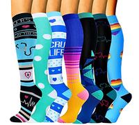 Tlynsnil Chaussettes de compression pour homme et femme 15-20 mmHg, 7 Paires Chaussettes de Compression pour Sportive, infirmiers, Voyage en Avion, Course à pied, de Grossesse, de Vol et de Voyage
