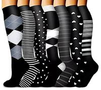 Tlynsnil Chaussettes de compression pour homme et femme 15-20 mmHg, 7 Paires Chaussettes de Compression pour Sportive, infirmiers, Voyage en Avion, Course à pied, de Grossesse, de Vol et de Voyage