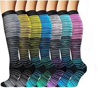 Tlynsnil Chaussettes de compression pour homme et femme 15-20 mmHg, 7 Paires Chaussettes de Compression pour Sportive, infirmiers, Voyage en Avion, Course à pied, de Grossesse, de Vol et de Voyage