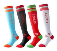 Tlynsnil Lot de 8 paires de chaussettes de compression pour homme et femme - 15 à 20 mmHg - Idéales pour le vol, le sport, les voyages, la course à pied - Chaussettes de compression colorées pour