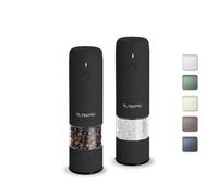 TLYSXPRO Mini Moulin à Sel et Poivre Électrique, Lot de 2, Rechargeable USB Type-C, Réglage de Mouture Extérieur, Moulin à Épices Électrique Compact avec Brosse de Nettoyage (Black)