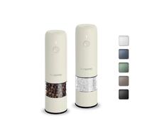 TLYSXPRO Mini Moulin à Sel et Poivre Électrique, Lot de 2, Rechargeable USB Type-C, Réglage de Mouture Extérieur, Moulin à Épices Électrique Compact avec Brosse de Nettoyage (Buttercream)