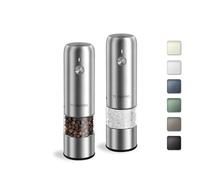 TLYSXPRO Mini Moulin à Sel et Poivre Électrique, Lot de 2, Rechargeable USB Type-C, Réglage de Mouture Extérieur, Moulin à Épices Électrique Compact avec Brosse de Nettoyage (Stainless Steel)