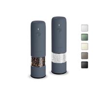 TLYSXPRO Mini Moulin à Sel et Poivre Électrique, Lot de 2, Rechargeable USB Type-C, Réglage de Mouture Extérieur, Moulin à Épices Électrique Compact avec Brosse de Nettoyage (Blue-Grey)