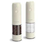 TLYSXPRO Moulin à Sel et Poivre Électrique, Ensemble de 2, Rechargeable par USB, Mouture Réglable, Moulin à Poivre Électrique avec Lumière LED, Brosse de Nettoyage, Crème de Beurre