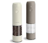 TLYSXPRO Moulin à Sel et Poivre Électrique, Ensemble de 2, Rechargeable par USB, Mouture Réglable, Moulin à Poivre Électrique avec Lumière LED, Brosse de Nettoyage, Grège & Crème de Beurre