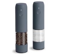 TLYSXPRO Moulin à Sel et Poivre Électrique, Ensemble de 2, Rechargeable par USB, Mouture Réglable, Moulin à Poivre Électrique avec Lumière LED, Brosse de Nettoyage, Accessoire de Cuisine, Bleu-Gris