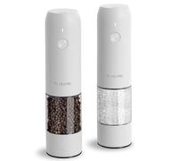 TLYSXPRO Moulin à Sel et Poivre Électrique, Ensemble de 2, Rechargeable par USB, Mouture Réglable, Moulin à Poivre Électrique avec Lumière LED, Brosse de Nettoyage, Accessoire de Cuisine, Blanc