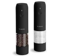 TLYSXPRO Moulin à Sel et Poivre Électrique, Ensemble de 2, Rechargeable par USB, Mouture Réglable, Moulin à Poivre Électrique avec Lumière LED, Brosse de Nettoyage, Accessoire de Cuisine, Noir