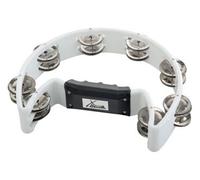 XDrum Tambourin à Main Forme Croissant (Tambourine, 16 paires de jingles en acier chromé, plastique) blanc