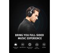 Tm Casque Bluetooth 5.0 Over-Ear,Écouteurs Sans Fil Avec Micro,Commande Vocale,Léger,30H De Jeu,Pour Pc Iphone (Noir