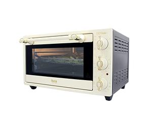 TM Electron EASYBAKE TMPHO020REB Mini four design rétro avec fonction friteuse sans huile, 20 litres, température réglable de 80 °C à 250 °C, 5 fonctions, 4 accessoires inclus