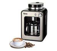 TM Electron TMPCF020S Mini cafetière de goutte à goutte avec moulin à grains, 4 tasses, 600W et filtre lavable Compatible avec le café moulu, 600 W, 6 tasses, acier inoxydable, argent